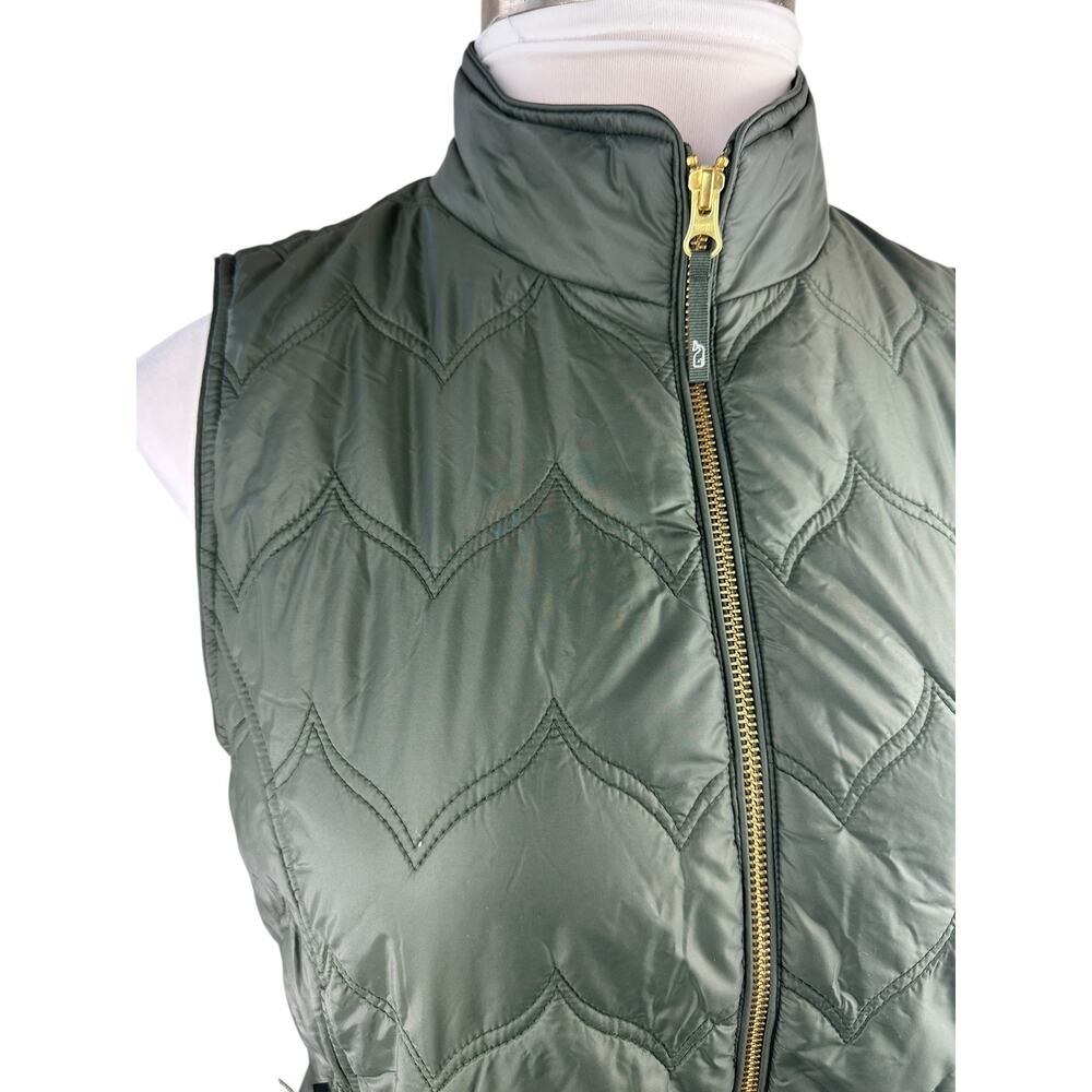 Vineyard Vines Chevron Quilted Whale Tail Vest Green Gold Full Zip Women's Large - Picture 6 of 14